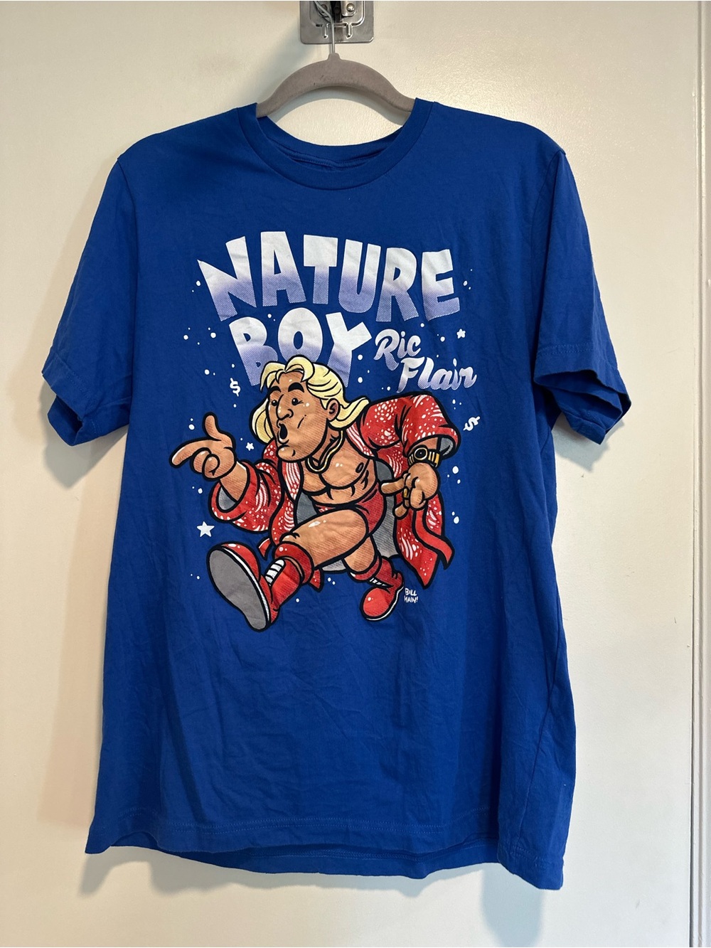 WWE Wrestling Hall of Famer Nature Boy Ric Flair cartoon graphic tee WWF WCW TNA